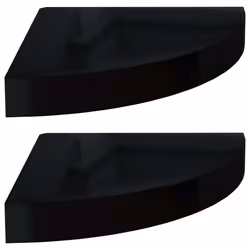vidaXL 2x Floating Corner Shelves High Gloss Black 25x25x3.8 cm MDF Display
