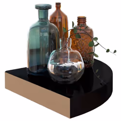 vidaXL 4x Floating Corner Shelves High Gloss Black 25x25x3.8 cm MDF Display