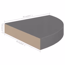vidaXL 4x Floating Corner Shelves High Gloss Grey 25x25x3.8 cm MDF Display - Additional view 7