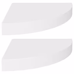 vidaXL 2x Floating Corner Shelves White 25x25x3.8 cm MDF Display Hanging Rack