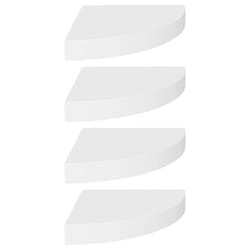 vidaXL 4x Floating Corner Shelves White 25x25x3.8 cm MDF Display Hanging Rack