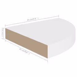 vidaXL 4x Floating Corner Shelves White 25x25x3.8 cm MDF Display Hanging Rack