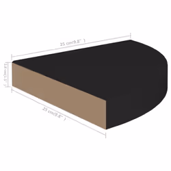 vidaXL 2x Floating Corner Shelves Black 25x25x3.8 cm MDF Display Hanging Rack