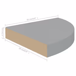 vidaXL 4x Floating Corner Shelves Grey 25x25x3.8 cm MDF Display Hanging Rack