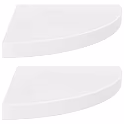 vidaXL 2x Floating Corner Shelves High Gloss White MDF Display Unit Bookcase