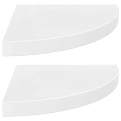 vidaXL 2x Floating Corner Shelves High Gloss White MDF Display Unit Bookcase