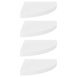 vidaXL 4x Floating Corner Shelves High Gloss White MDF Bookcase Display Unit
