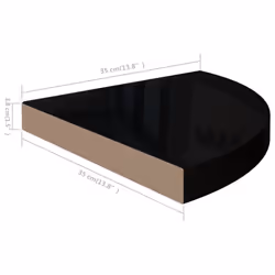 vidaXL 2x Floating Corner Shelves High Gloss Black MDF Display Unit Bookcase