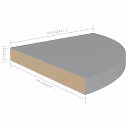 vidaXL 4x Floating Corner Shelves Grey MDF Display Unit Bookcase Shelving