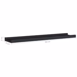 vidaXL 2x Picture Frame Ledge Shelves Black MDF Living Room Wood Shelf Home - Additional view 7