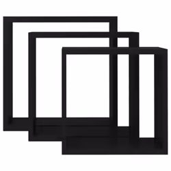 vidaXL 3x Wall Cube Shelves Black MDF Floating Display Storage Unit Bookcase