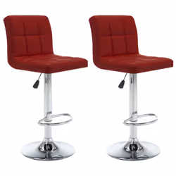 vidaXL 2x Bar Stools Black Faux Leather Seat Seating Bistro Chair Furniture - wine red