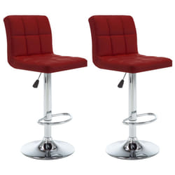 vidaXL 2x Bar Stools Black Faux Leather Seat Seating Bistro Chair Furniture - wine red