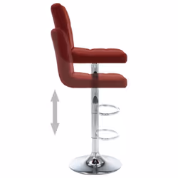 vidaXL 2x Bar Stools Black Faux Leather Seat Seating Bistro Chair Furniture - wine red - Additional view 4