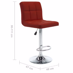 vidaXL 2x Bar Stools Black Faux Leather Seat Seating Bistro Chair Furniture - wine red - Additional view 6