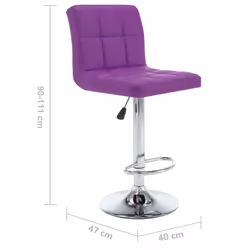 vidaXL 2x Bar Stools Black Faux Leather Seat Seating Bistro Chair Furniture - purple - Additional view 3