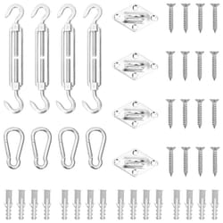vidaXL Sunshade Sail Accessory Set 12 Piece Stainless Steel Awning Fitting Kit