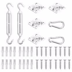 vidaXL Sunshade Sail Accessory Set 8 Piece Stainless Steel Awning Fitting Kit
