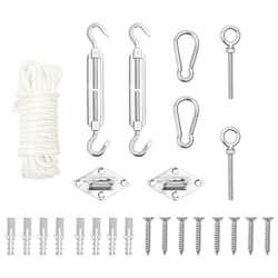 vidaXL Sunshade Sail Accessory Set 9 Piece Stainless Steel Outdoor Awning Kit