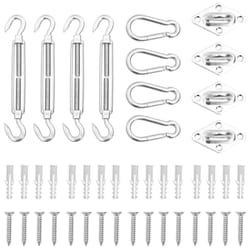 vidaXL Sunshade Sail Accessory Set 12 Piece Stainless Steel Outdoor Awning Kit