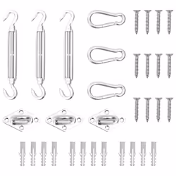 vidaXL Sunshade Sail Accessory Set 9 Piece Stainless Steel Awning Attachment