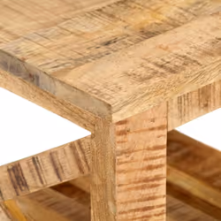 vidaXL Rough Mango Wood Side Table with Wheels End Coffee Table Furniture - Additional view 4