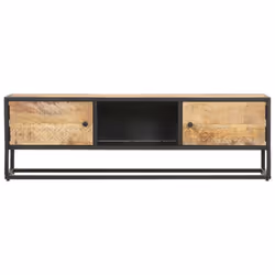 vidaXL Rough Mango Wood TV Cabinet with Carved Door Sideboard Media Stand - Additional view 4