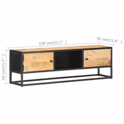 vidaXL Rough Mango Wood TV Cabinet with Carved Door Sideboard Media Stand - Additional view 6