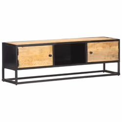 vidaXL Rough Mango Wood TV Cabinet with Carved Door Sideboard Media Stand - Additional view 8