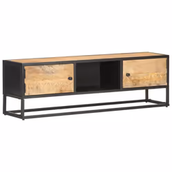 vidaXL Rough Mango Wood TV Cabinet with Carved Door Sideboard Media Stand - Additional view 9