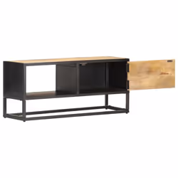 vidaXL Rough Mango Wood TV Cabinet with Carved Door Media Stand Sideboard - Additional view 4