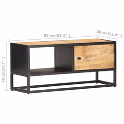 vidaXL Rough Mango Wood TV Cabinet with Carved Door Media Stand Sideboard - Additional view 6