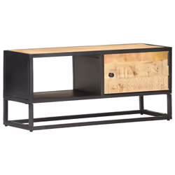 vidaXL Rough Mango Wood TV Cabinet with Carved Door Media Stand Sideboard - Additional view 8