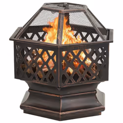vidaXL Rustic Fire Pit with Poker XXL Steel Fire Bowl Patio Heater Home Garden - Additional view 2