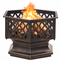 vidaXL Rustic Fire Pit with Poker XXL Steel Fire Bowl Patio Heater Home Garden - Additional view 3