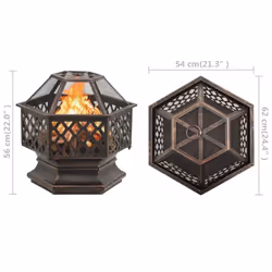 vidaXL Rustic Fire Pit with Poker XXL Steel Fire Bowl Patio Heater Home Garden - Additional view 7