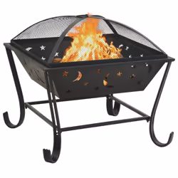 vidaXL Fire Pit with Poker 62 cm XXL Steel Fire Bowl Patio Heater Home Garden