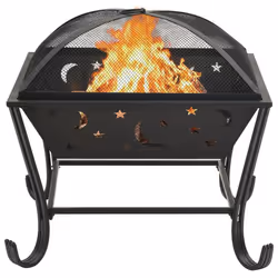 vidaXL Fire Pit with Poker 62 cm XXL Steel Fire Bowl Patio Heater Home Garden - Additional view 4