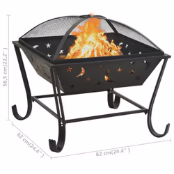 vidaXL Fire Pit with Poker 62 cm XXL Steel Fire Bowl Patio Heater Home Garden - Additional view 7
