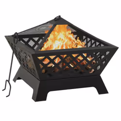 vidaXL Fire Pit with Poker 64 cm XXL Steel Fire Bowl Patio Heater Home Garden