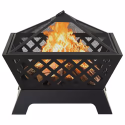 vidaXL Fire Pit with Poker 64 cm XXL Steel Fire Bowl Patio Heater Home Garden