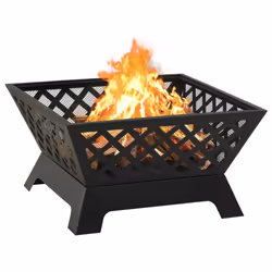 vidaXL Fire Pit with Poker 64 cm XXL Steel Fire Bowl Patio Heater Home Garden