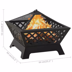 vidaXL Fire Pit with Poker 64 cm XXL Steel Fire Bowl Patio Heater Home Garden - Additional view 7