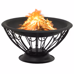 vidaXL Fire Pit with Poker 75 cm XXL Steel Fire Bowl Patio Heater Home Garden