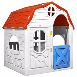 vidaXL Kids Foldable Playhouse with Working Door and Windows Kid Cottage House