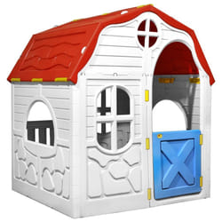 vidaXL Kids Foldable Playhouse with Working Door and Windows Kid Cottage House
