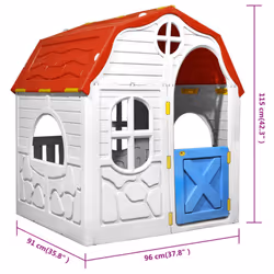 vidaXL Kids Foldable Playhouse with Working Door and Windows Kid Cottage House