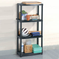 vidaXL Storage Shelf 4-Tier Black Plastic Display Racking Unit Space Saving