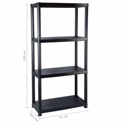 vidaXL Storage Shelf 4-Tier Black Plastic Display Racking Unit Space Saving - Additional view 6