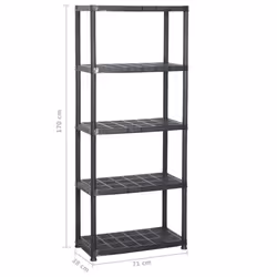 vidaXL Storage Shelf 5-Tier Black Plastic Display Racking Unit Space Saving - Additional view 4